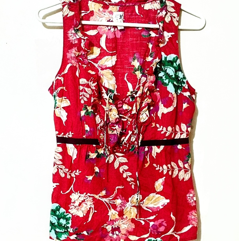 ** Anthropology** "Edme & Esyllte" Sleeveless Ruffle Floral Tank. Size 8